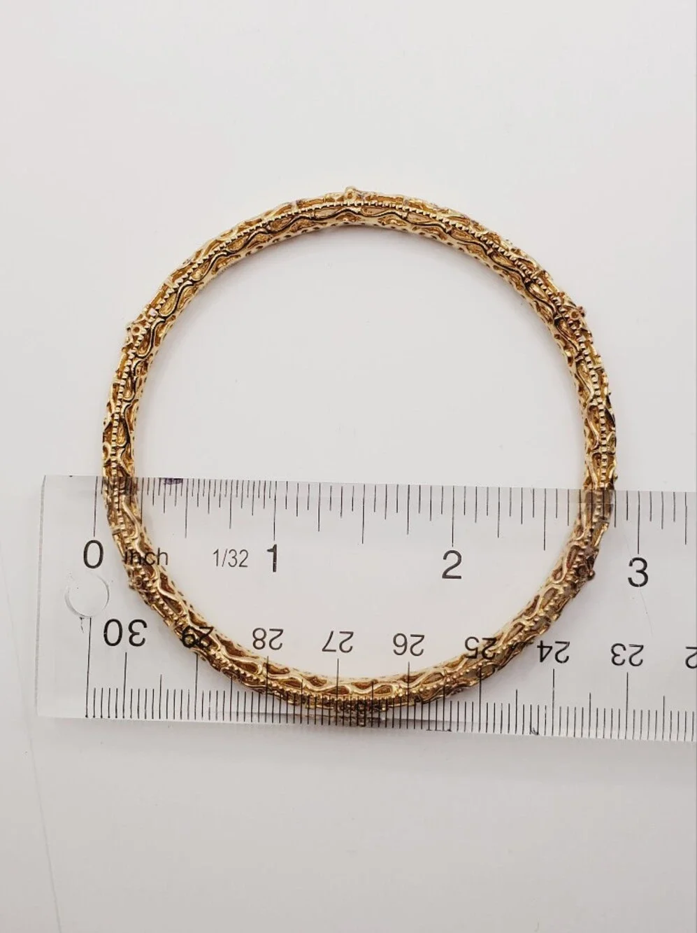 18k Yellow Gold - 925 Sterling Silver Flower Design Bangle Bracelet
